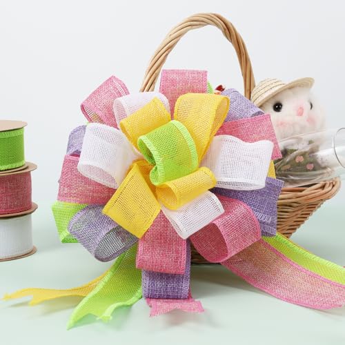 LaRibbons Yellow Burlap Wired Ribbon 2.5in x 12yd - Gift Wrap & Craft Ribbon