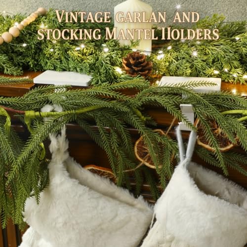 3 Pack Heavy Duty Metal Stocking Holders for Mantle, 2-in-1 Garland Hangers