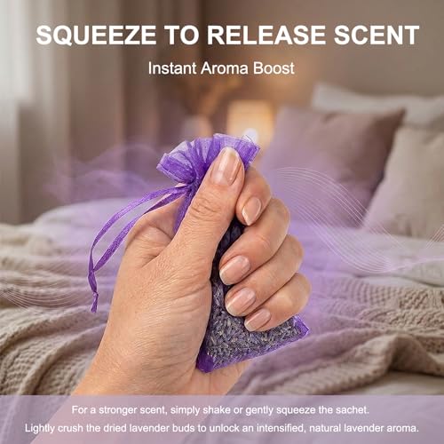 16-Pack Natural Dried Lavender Sachets for Drawers and Closets