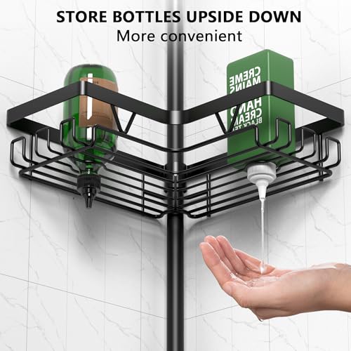 4-Tier Corner Shower Caddy Tension Pole, Adjustable Rustproof Storage Shelf