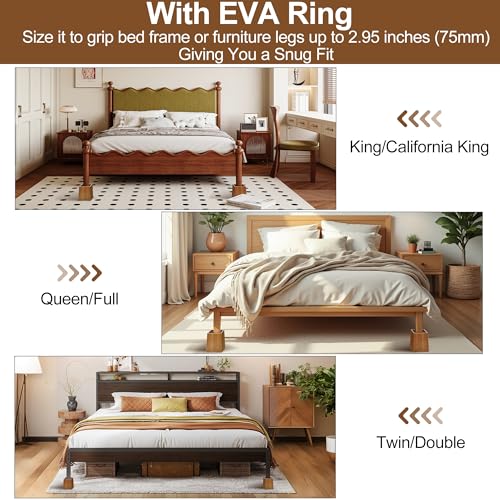 Heavy Duty Solid Wood Bed Risers 5 Inch, Non-Slip Furniture Lifts (2500 lbs)