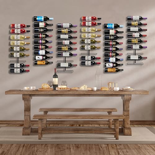 Wall Mount Wine Rack - 9 Bottle Black Metal Wine Holder for Home Bar