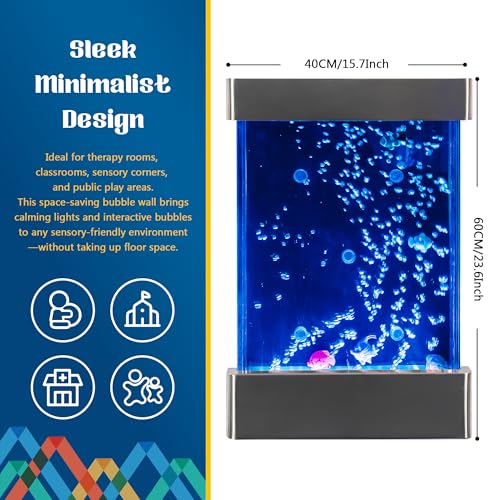 Tenmind LED Bubble Wall Panel 24x16 Inch with Fish & RGB Lights for Sensory Rooms