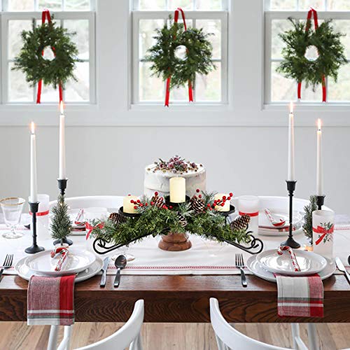 Christmas Candle Holder Centerpiece with Pine Cones & Red Berries, 20"