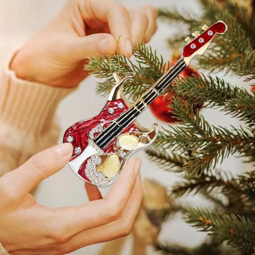 BAOXUE Guitar Christmas Ornament - Miniature Red Electric Guitar, Music Lover Gift, Guitar Decoration for Tree, Festive Holiday Decor - Variation: Guitar