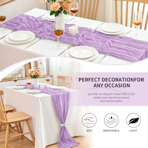 10-Pack Lavender Cheesecloth Table Runners, 17x108 Inch Gauze Fabric