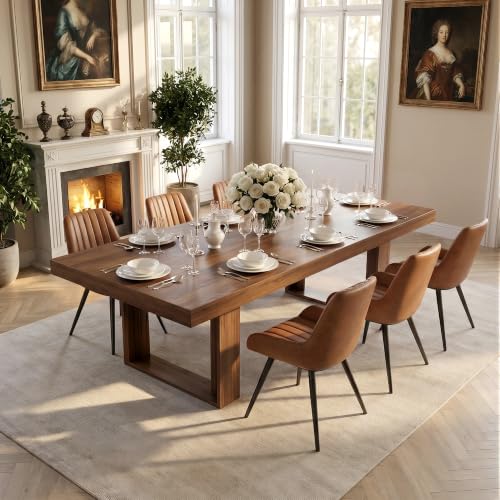 7-Piece Modern Farmhouse Dining Table Set with 6 Upholstered Chairs