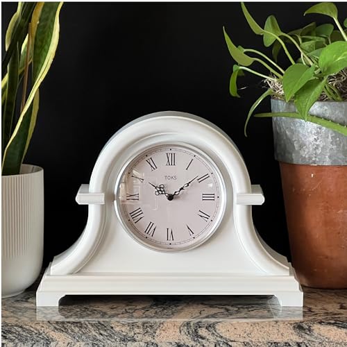 Vintage Style Mantel Clock - 13x10 Inch Non-Ticking Desk and Shelf Clock
