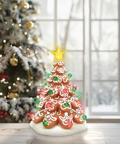 Lit Cookie Christmas Tree Figurine - 6.5" Porcelain Village Decor