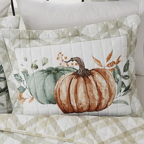 Avanti Full/Queen Holiday Quilt Set with Pumpkin and Leaf Design