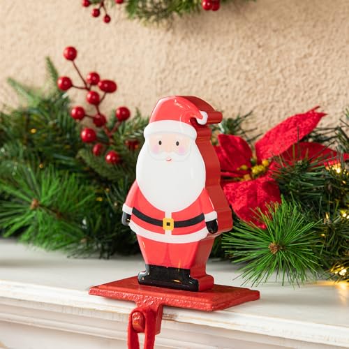 Glitzhome Christmas Stocking Holders for Mantel, Set of 2 Epoxy Resin