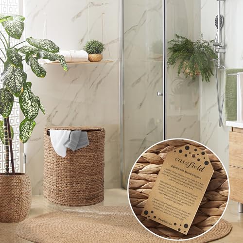 Woven Half Moon Laundry Hamper with Lid and Removable Liner