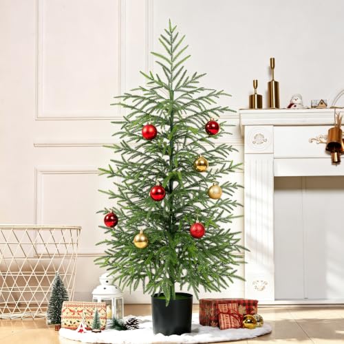 4 Ft Real Touch Norfolk Pine Christmas Tree with Lights - Yastouay, Tabletop