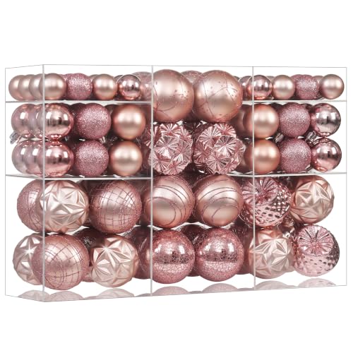 Pink Christmas Ball Ornaments 100Pcs Luxury Tree Decorations - Forsylvanas