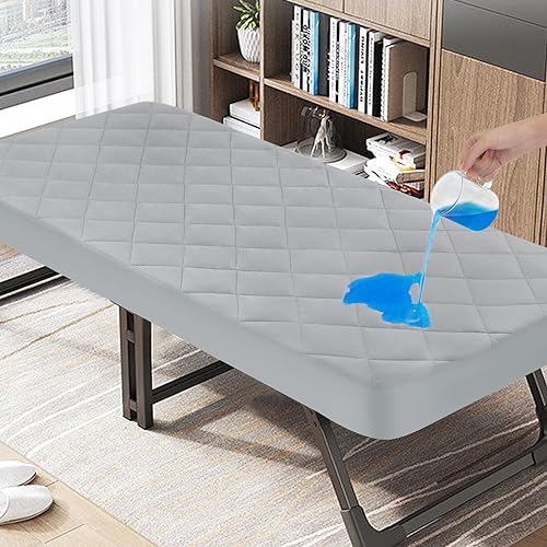 Waterproof Quilted Cot Mattress Pad, Grey, 30" x 75"