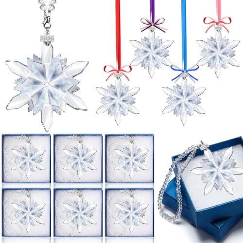 Roowest 10 Sets Christmas Crystal Snowflake Ornaments – Chic Style, 3.15in Glass Flair