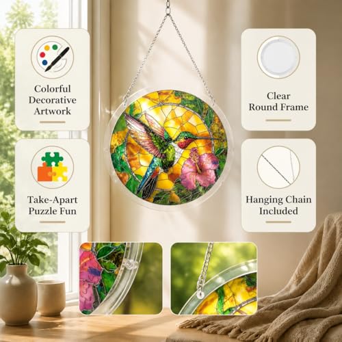 Hummingbird Acrylic Suncatcher Puzzle - 83-Piece DIY Window Hanging Kit