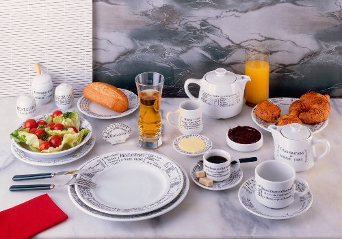 Pillivuyt Brasserie Saucer Set of 4 - 6.5-inch French Porcelain Coffee Cup Coasters