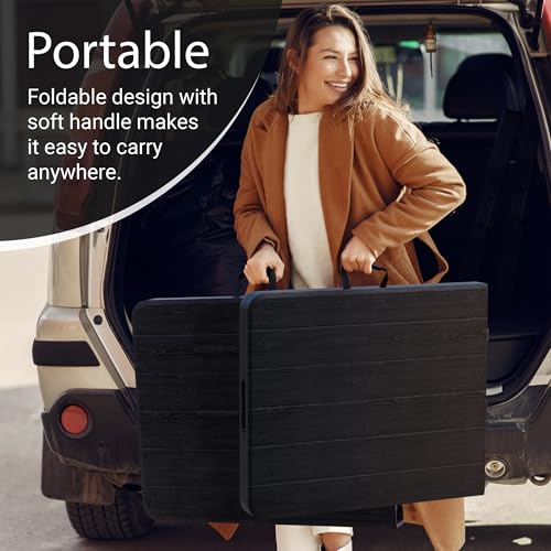 Our Modern Space 6-Foot Heavy-Duty Folding Table with Built-In Handle and Steel Legs