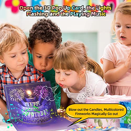 3D Pop Up Musical Birthday Card with Fireworks Lights and Sound Effect