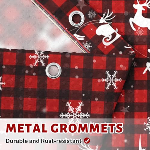 Culudea Santa Plaid Shower Curtain Set 72 x 72 in Red Black Plaid