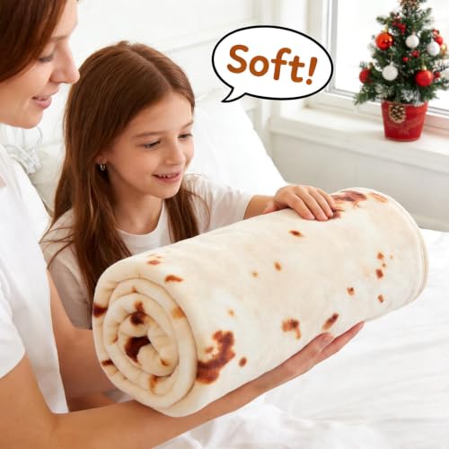 SeaRoomy Burrito Tortilla Blanket - Soft Flannel Round Food Throw