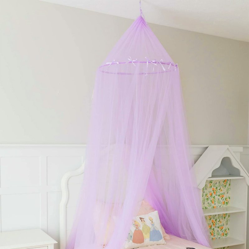 Jenn & Joos Purple Princess Bed Netting Canopy for Girls - Hanging Reading Nook for Toddler - Kids Bedroom Decoration Mermaid Theme - College Dormitory Room Accessories