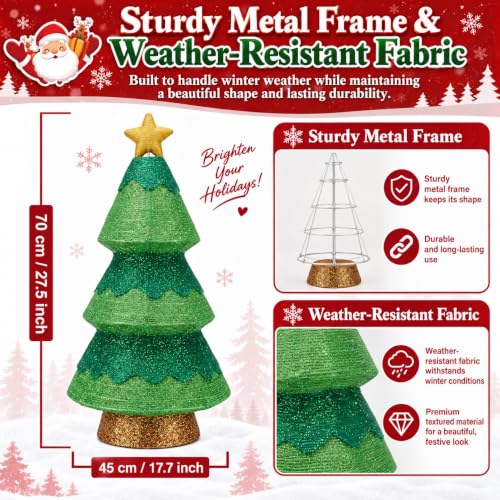 Christmas Tree Decoration 27.5-Inch Lighted Outdoor Collapsible Tree with 45 LEDs, Timer & 8 Modes