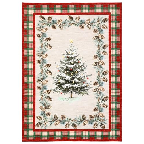 GarveeHome Red Christmas Rug 4x6 ft Washable Holiday Checkered Rug Non-Slip