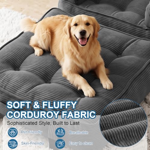 COTOSOF Dark Gray Folding Sofa Bed 3-in-1 Convertible Sleeper Chair with Armrests