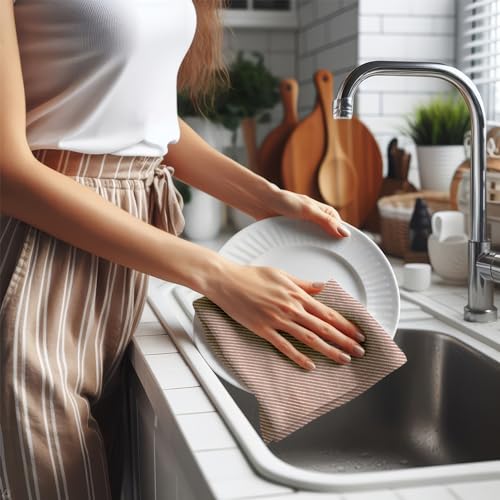 Boho Kitchen Towels Set - 4 Pack, 20" x 30" Absorbent Dish Drying Cloths