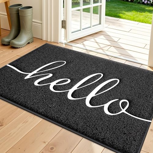 Non-Slip Welcome Door Mat for Entryway - 30x17.5 Low Profile Outdoor Rug