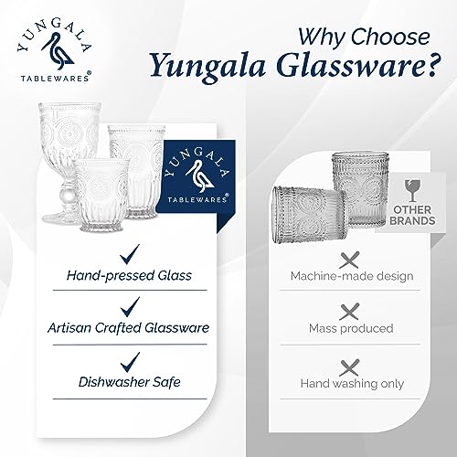 Yungala Clear Drinking Glasses Set of 6 - Vintage Hobnail 8 oz Small Glassware