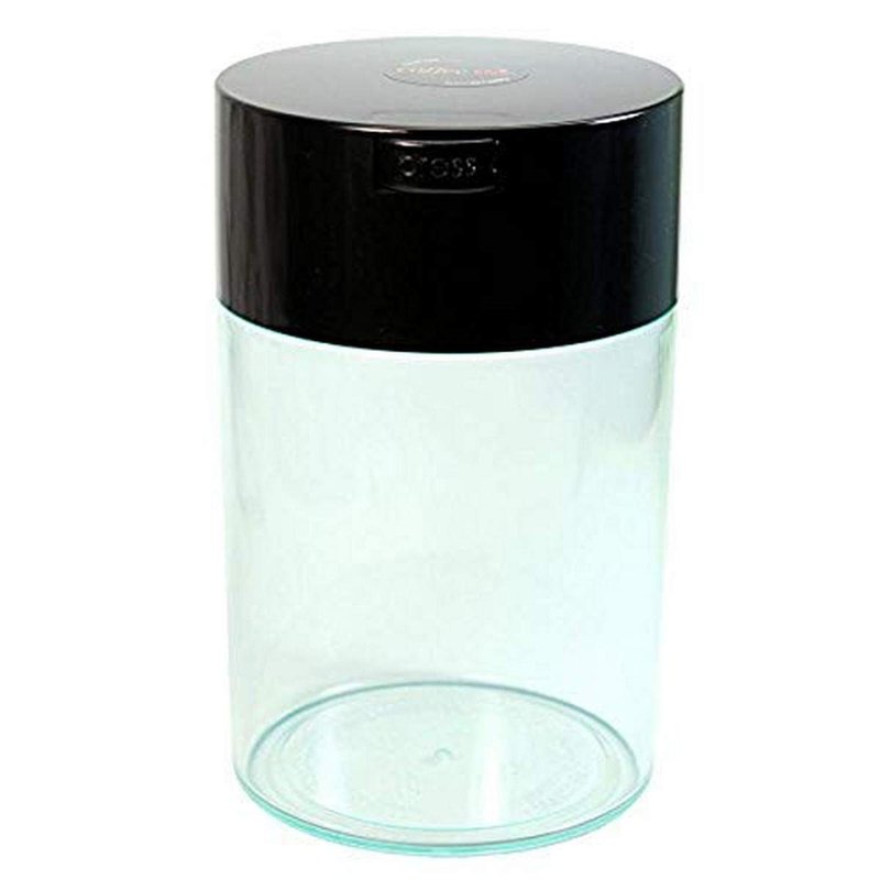 COFFEEVAC 1LB – Patented Airtight Container | Multi-use Vacuum Container Works as Smell Proof Containers for Ground Coffee and Coffee Bean Containers. Black Cap and Clear Body