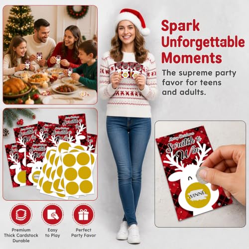 GMEMNOV Red Merry Christmas Scratch Off Game Cards - 36PCS Holiday Party Favors & Activities