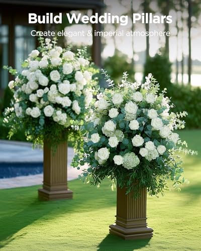50 Pcs White Artificial Silk Roses with Long Stems - Wedding Decor