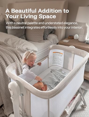 3-in-1 Bedside Sleeper Rocking Bassinet with Mesh Sides & Mattress