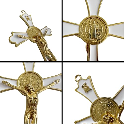 St. Benedict Crucifix Metal Wall Art - 7.8 Inch Catholic Religious Decor