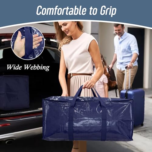 FYGRIP Extra Heavy Duty Large Moving Bags 6 Pack, Dark Blue