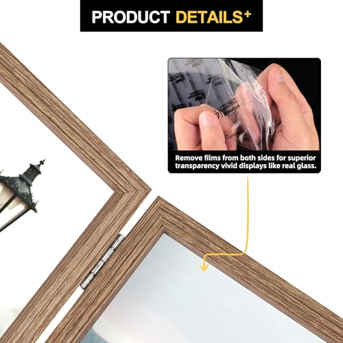 FOREV 4x6 Double Picture Frame - Wooden Hinged MDF Photo Frame (Grain)