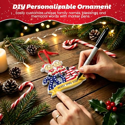 Personalized Family Christmas Ornament - Family of 1 - Patriotic 2026 Holiday Decor