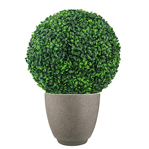 15.7-Inch Artificial Boxwood Topiary Ball - 2 Pack UV-Resistant Faux Plant