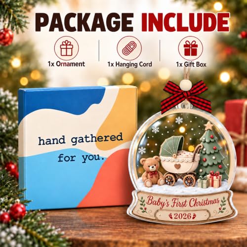 Baby's First Christmas Snow Globe Ornament 2026 - Keepsake, Wooden & Acrylic