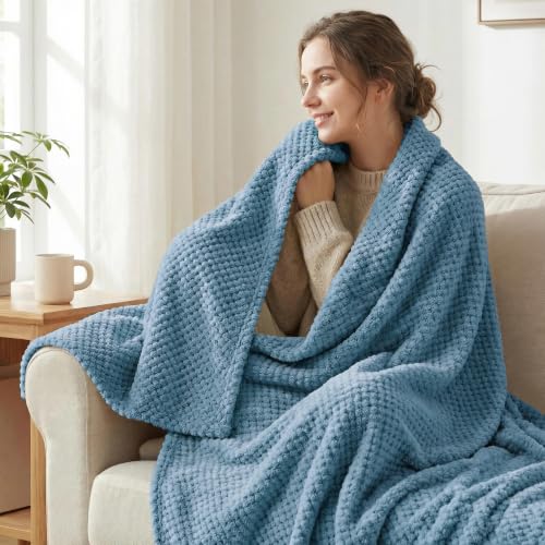 Exclusivo Mezcla Large Waffle Fleece Throw Blanket - Slate Blue (50x70")