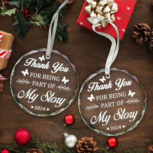 Vorruil Thank You Christmas Ornament - Heartfelt Appreciation Gift, Glass Round, Variation: Round-Thank