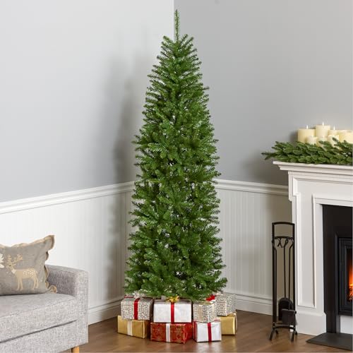 7ft Unlit Kingswood Fir Slim Artificial Christmas Tree with Metal Stand
