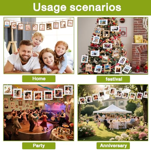 10-Pack Black Paper Hanging Photo Frames for 4x6 Photos with Clips and String