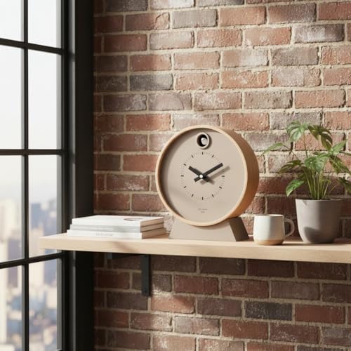 Cloudnola Wooden Cuckoo Clock Beige 10.3 Inch Wall & Table Decor