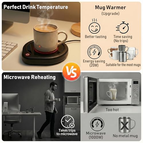 Oracer Dark Black Coffee Mug Warmer with Auto Shut Off & Adjustable Temperature