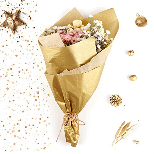Gold Metallic Tissue Paper for Gift Wrapping Party Decor 50 Sheets - MIAHART